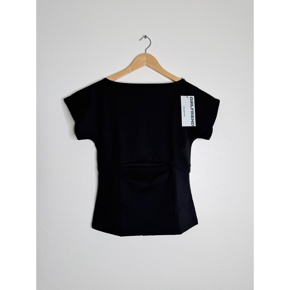 Girlfriend Collective Black Short Sleeve Back Cutout Active Top XL NWT